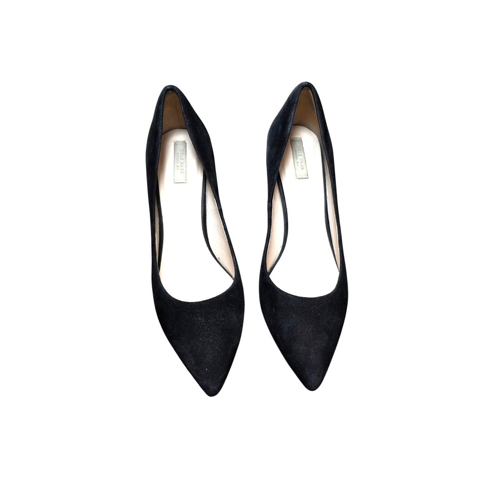 Cole Haan Women's Grunge Preppy Black Leather Pointed-Toe High Heels Size 10C
